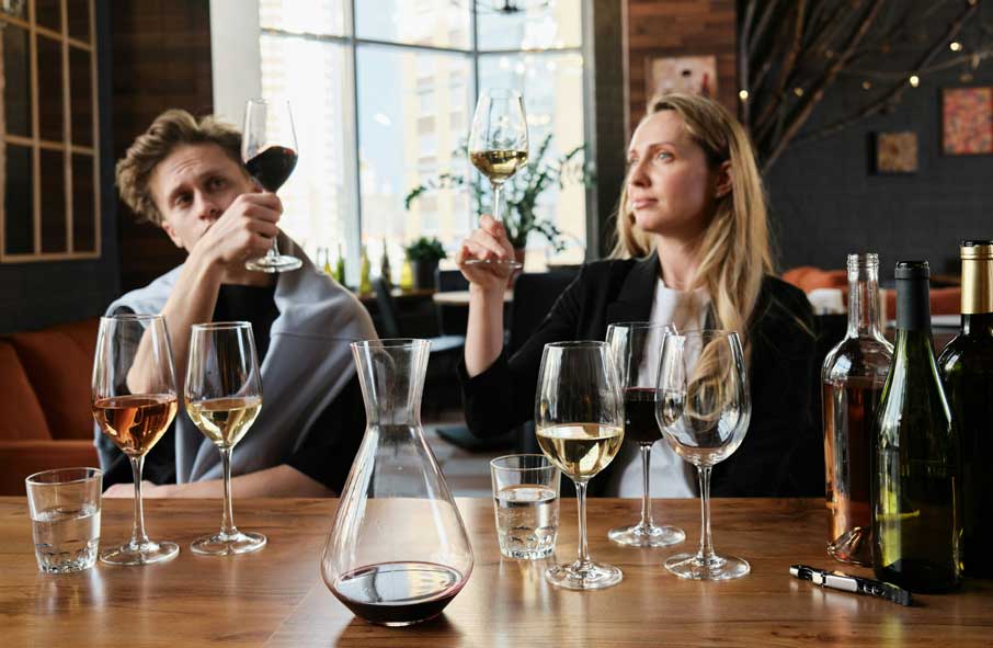 Sommeliers Inspecting Various Wines